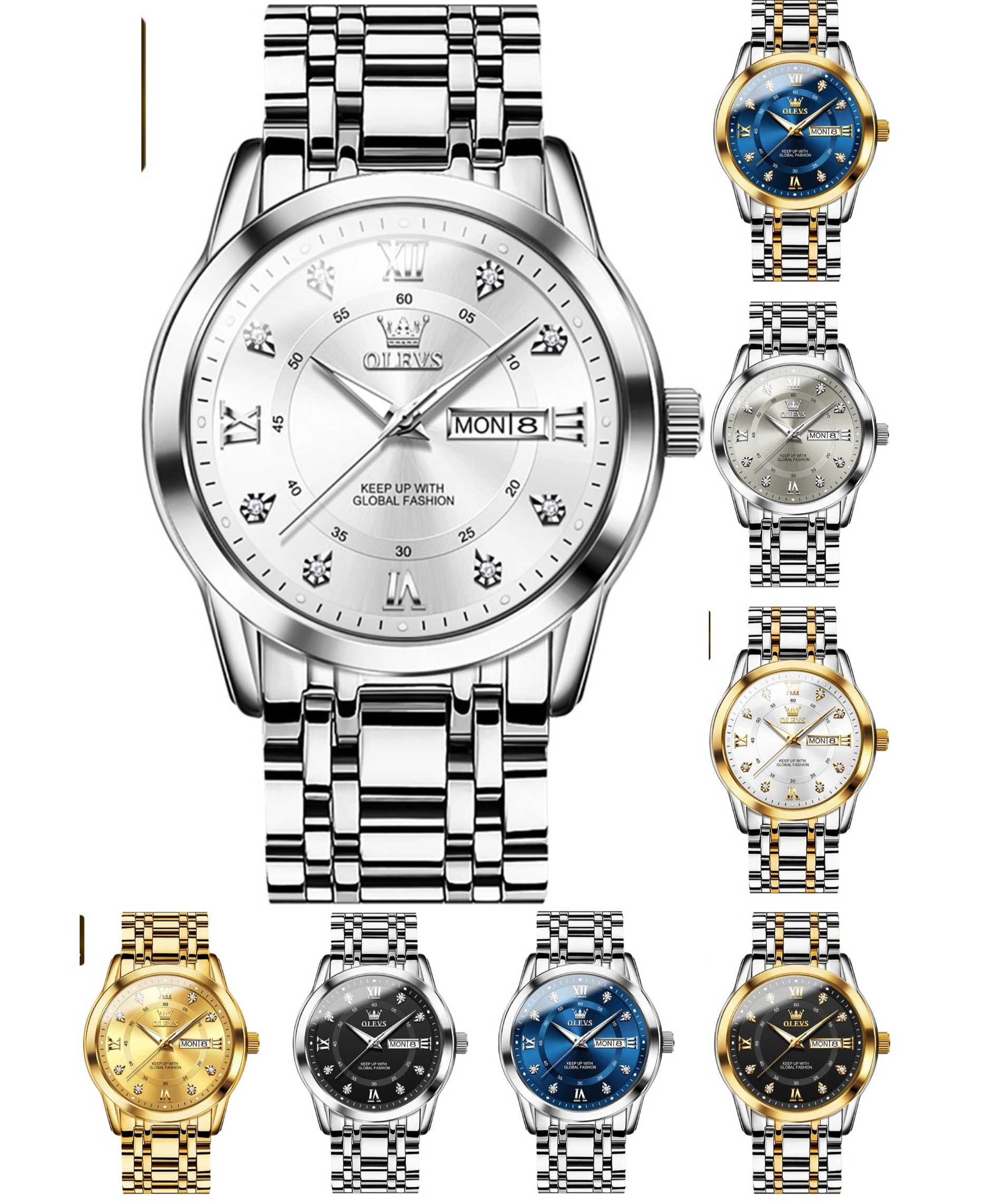 Luxuriöse Edelstahl-Quarzuhr für Herren, hochwertige Freizeit- und Business-Armbanduhr in Gold | 5513 