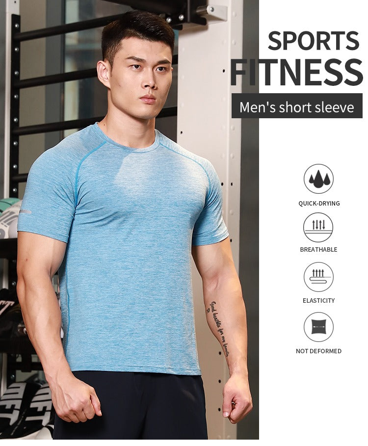 Men Short Sleeve Quick Dry Athletic Gym Active T Shirt Moisture Wicking Top | 6098