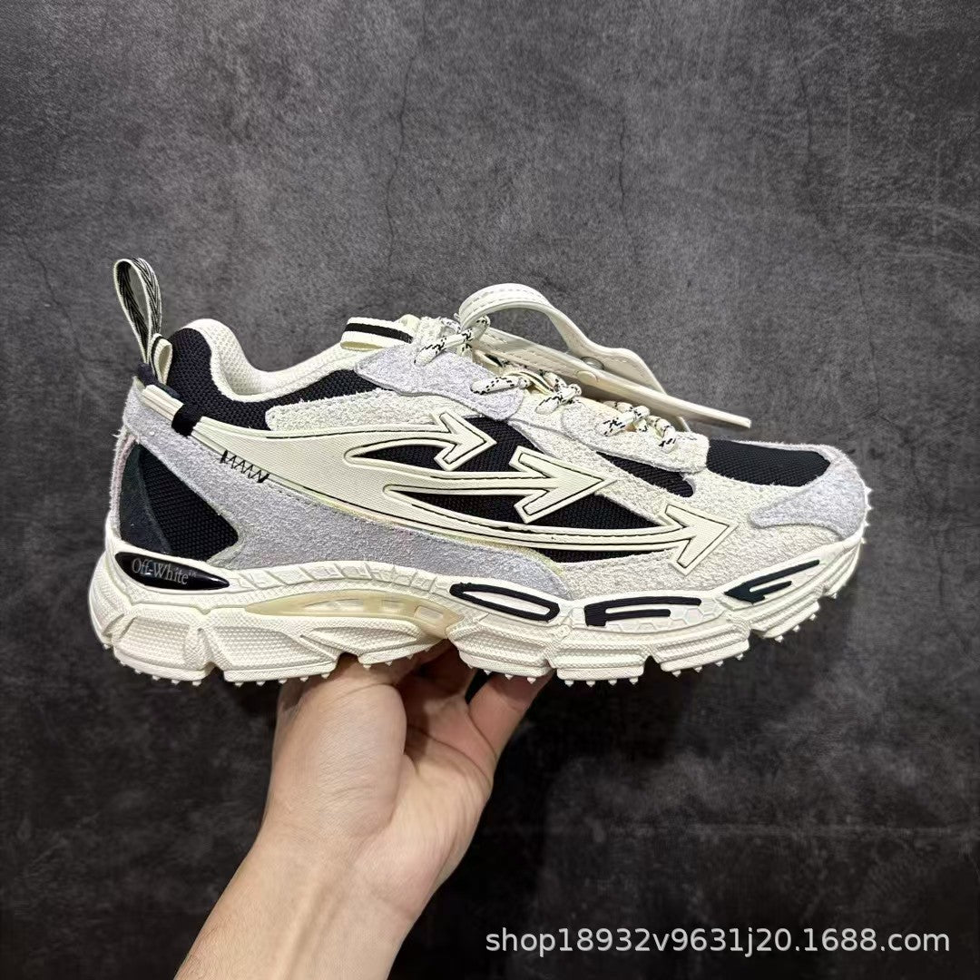 Off-White Premium Chunky Dad Sneakers Unisex Thick-Sole Casual Shoes Arrow Design Height-Increasing Trainers