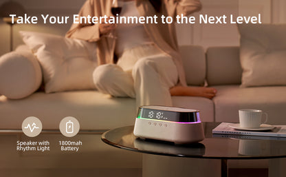 Bedside Alarm Clock Radio with Wireless Charging & Night Light Modern All-in-One Design | S39W