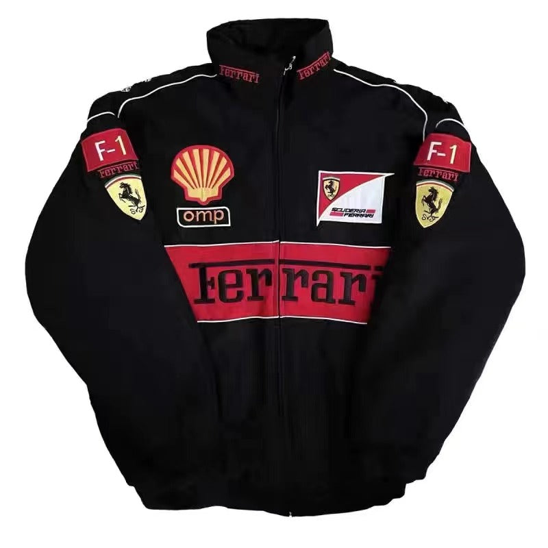 F1 Ferrari bestickte Rennanzugjacke im Retro-Stil, Motorradjacke für Frühling und Herbst | AL776286320703 