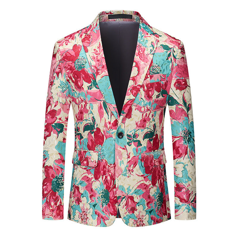 Men's Jacquard Print Slim Fit Blazer | Formal Banquet Dinner Jacket | Breathable & Wrinkle-Resistant | 2603