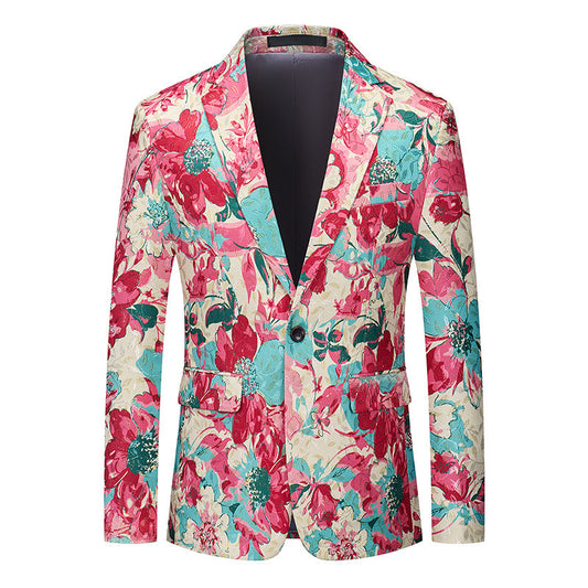 Men's Jacquard Print Slim Fit Blazer | Formal Banquet Dinner Jacket | Breathable & Wrinkle-Resistant | 2603