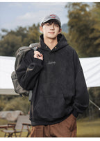 Unisex Kapuzenpullover aus schwerem Wildleder im Retro-Stil im amerikanischen Stil für Herbst und Winter | Locker sitzender Hoodie | L3848 