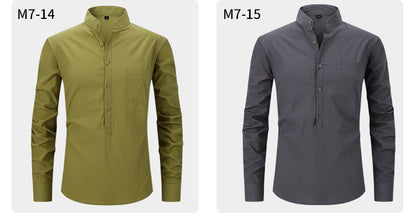 Chemise Henry à boutons solides pour homme, style classique et formel, style polyvalent | M7 