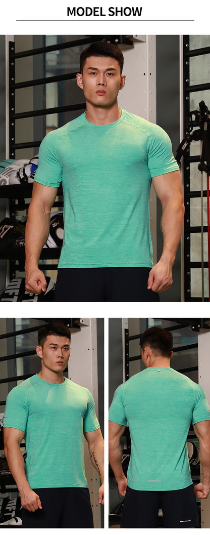 Men Short Sleeve Quick Dry Athletic Gym Active T Shirt Moisture Wicking Top | 6098