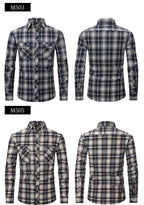 Herren Slim Wear Plaid Premium Langarm Doppeltasche Flanell Außenhandelshemd | M501 