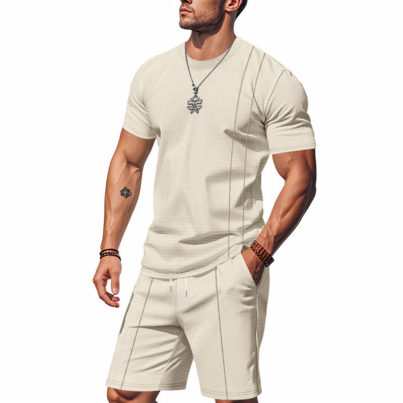 Herren-Lounge-Set mit Waffelstruktur – 2025 Frühling/Sommer, lässiges zweiteiliges Outfit | CY20 