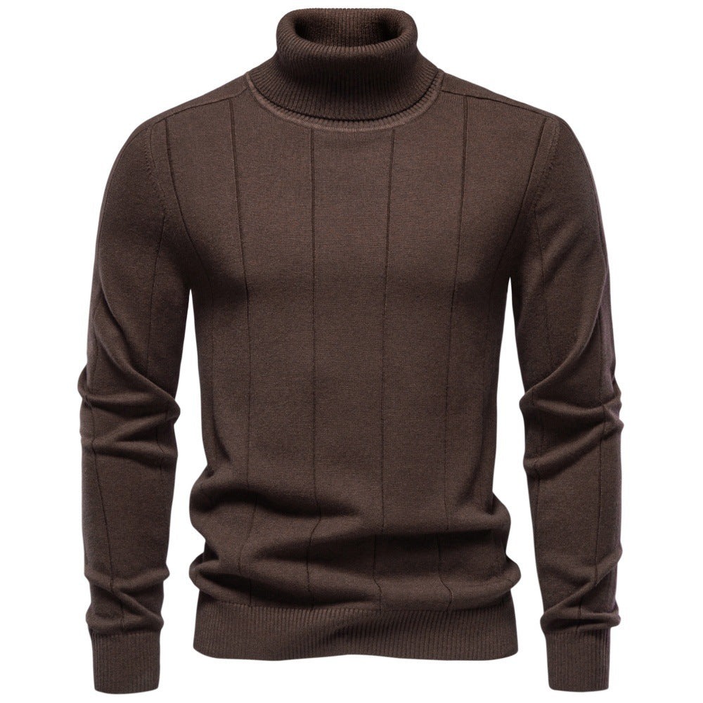 Men's High Turtleneck Knit Sweater | 2026 Winter Thick Warm Slim Fit Pullover | Soft Viscose Blend Jumper | HIGH005