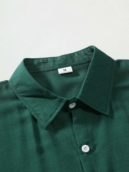 Einfarbiges Herrenhemd mit Revers und kurzen Ärmeln im Business-Casual-Sommerstil | CCS05 