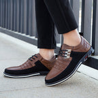 Herren-Derby-Schuhe im britischen Stil mit Karomuster, rutschfeste Leder-Loafer, Mokassins, Hochzeitsschuhe |