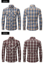 Herren Slim Wear Plaid Premium Langarm Doppeltasche Flanell Außenhandelshemd | M501 
