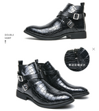 Reißverschluss geprägte High-Top-Lederschuhe Herren Vintage Martin Stiefel | 6805 