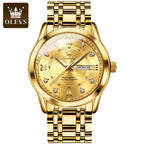 Luxuriöse Edelstahl-Quarzuhr für Herren, hochwertige Freizeit- und Business-Armbanduhr in Gold | 5513 