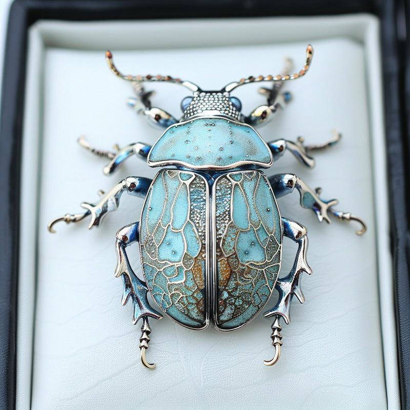 Feizi Original Designer Beetle Brooch Vintage Insect Lapel Pin for Suit & Coat | Metal Animal Corsage