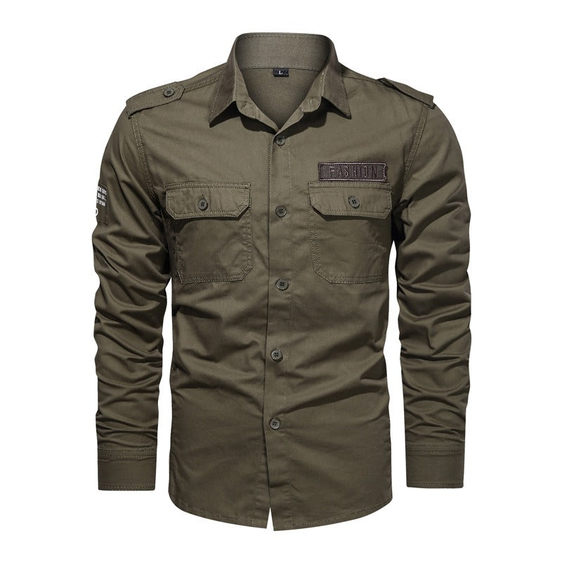 Military Shirt Long Sleeve Outdoor Cargo Shirts Solid Cotton Plus Size Men Shirt Tops For Men | 1907