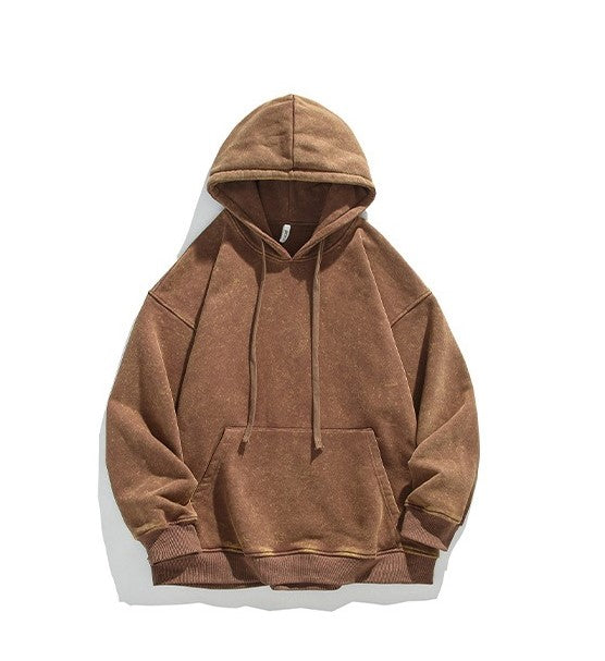 Unisex Heavy French Terry Bonded Fleece Hoodie Dicker Vintage Distressed Washed Pullover | A042-23XW99282 