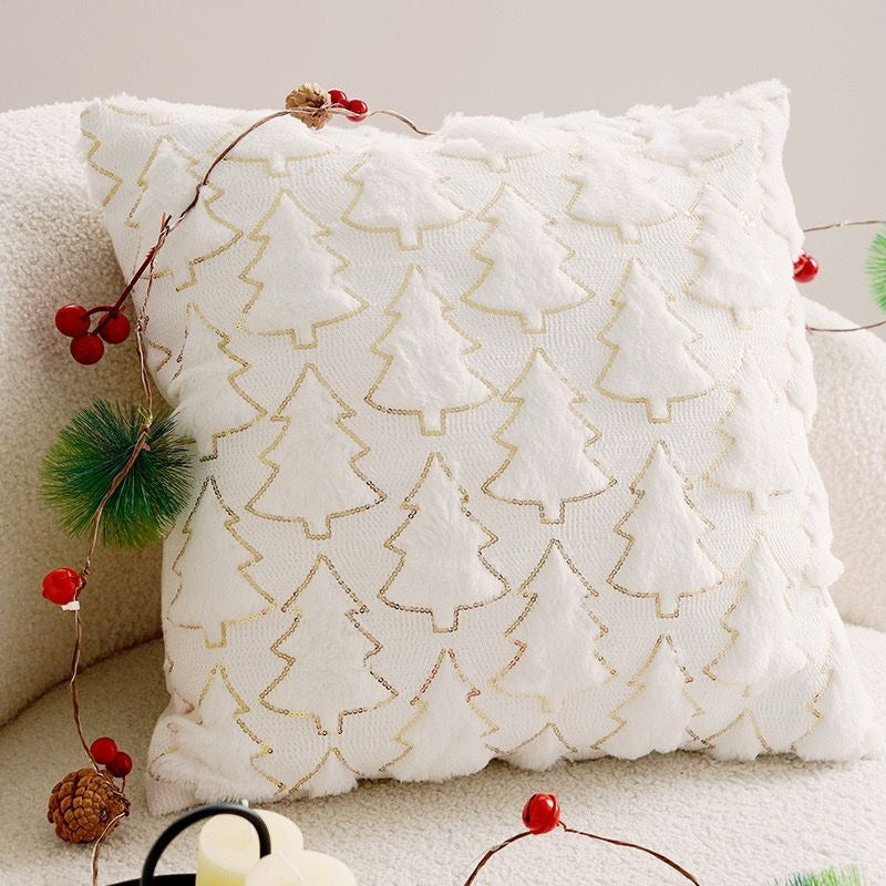 Christmas Plush Cushion Cover Decorated Square Pillow Luxurious Living Room Pillow For Home Décor |