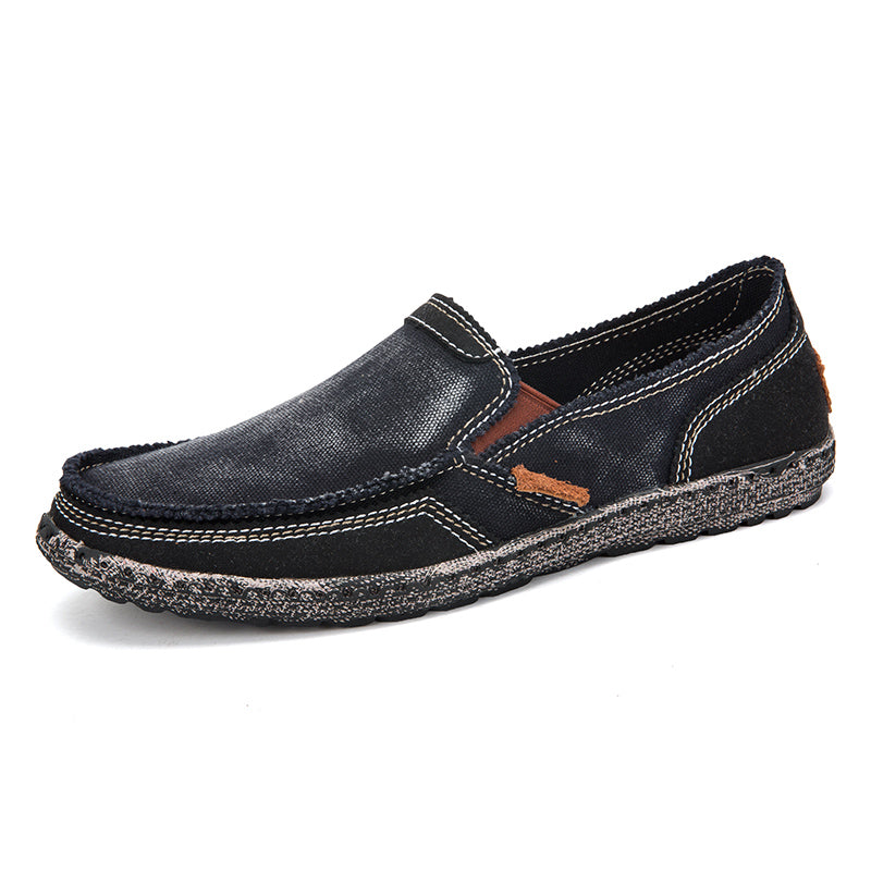 Herren Slipper aus gewaschenem Canvas | Atmungsaktiv, rutschfest, klassischer Deck-Stil | 8806 
