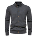 Herren-Strickjacke aus Baumwolle mit Zopfmuster, Taschen, Stehkragen, Button-Down-Pullover | CW61 