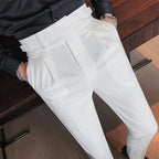 Stilvolle Business-Anzughose mit Plissee, trendige Mode, hohe Taille, lässig, schmale Passform, Vintage-Bleistifthose, Büro-Anzughose | F01 