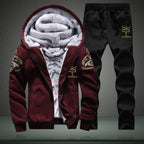 Herren Winter Trainingsanzug Fleece Gefüttert Sweatshirt Hoodie Jacke Mantel Hose Trainingsanzug 