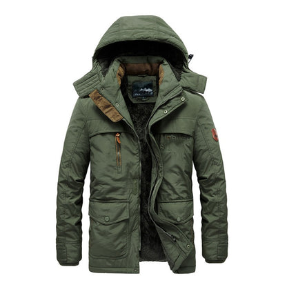 Men's Outdoor Padded Parka Jacket Thick Winter Warm Wool Liner Jackets Outwear Snow Windbreaker Parka Overcoats | 1133