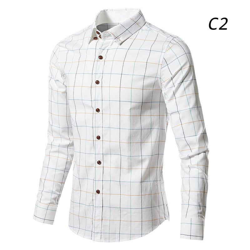 Herrenhemd aus 100 % Baumwolle, langärmelig, kariert, Slim Fit, Button-Down-Hemd | 228-CS27 