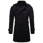 Herren Formeller Business Herbst Winter Casual Revers Zweireihiger Premium Baumwollmantel Langer Trenchcoat Jacke | 9280 