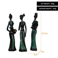 Heimdekor-Bastelset aus Kunstharz, 3-teilig, afrikanische Damenfigur, Statuen, dekorative Sammlerstücke | RRW001 