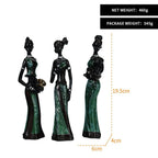 Heimdekor-Bastelset aus Kunstharz, 3-teilig, afrikanische Damenfigur, Statuen, dekorative Sammlerstücke | RRW001 