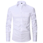 Herren Langarmhemd Gestreift Business Einfarbig Arbeit Formal Freizeithemd | FS05 