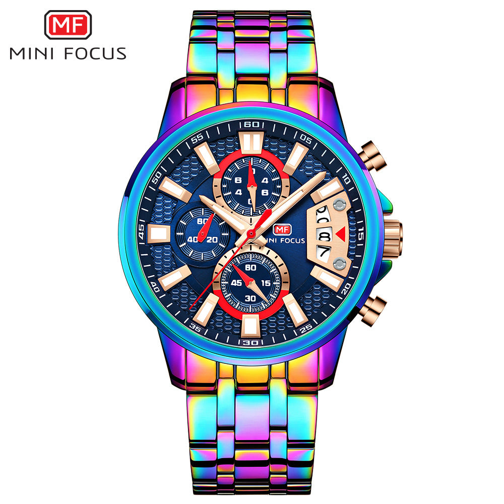 Herren Edelstahl Uhren Chronograph Uhr Luxus Leuchtende Quarz Armbanduhr | MF0352G 