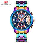Herren Edelstahl Uhren Chronograph Uhr Luxus Leuchtende Quarz Armbanduhr | MF0352G 