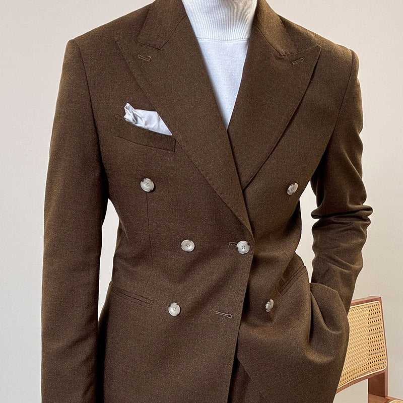 Hochwertiger italienischer zweireihiger Herrenanzug mit Reverskragen, leger, formell, 2-teilig, Anzugjacke und Hose | JSN692 