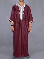 Muslimische Herrenrobe, mehrfarbig, kurzärmelig, bestickt, arabisch-marokkanisch, elegante traditionelle Kleidung | 21450 