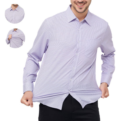 Chemises habillées pour hommes à manches longues, élastiques, froissées, formelles, d'affaires, Camisas | A7 