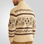 Stilvolle Slim Fit Jacquard-Strickjacke für Herren mit langen Ärmeln, lässiger Reverspullover | SY0013 