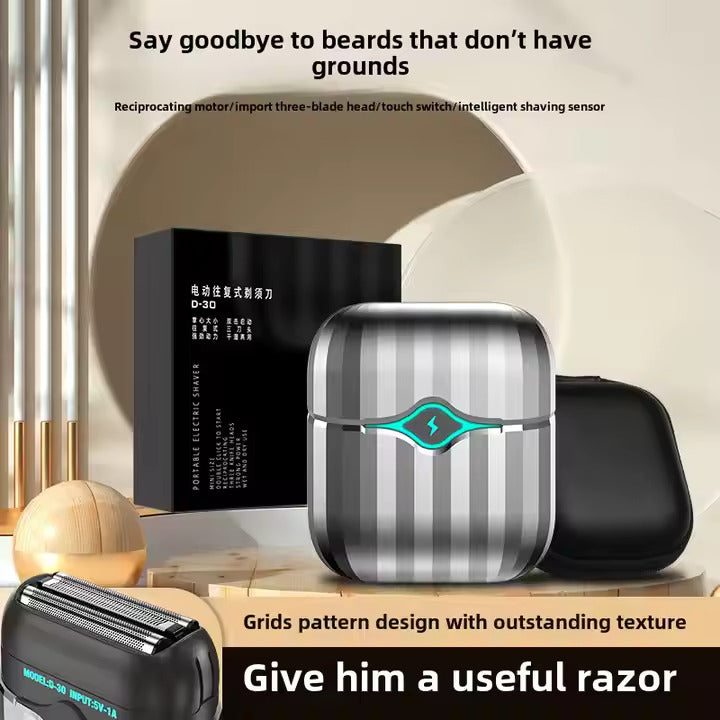 Portable Electric Mini Razor Washable Small Square Box Design for Men's Grooming | D30