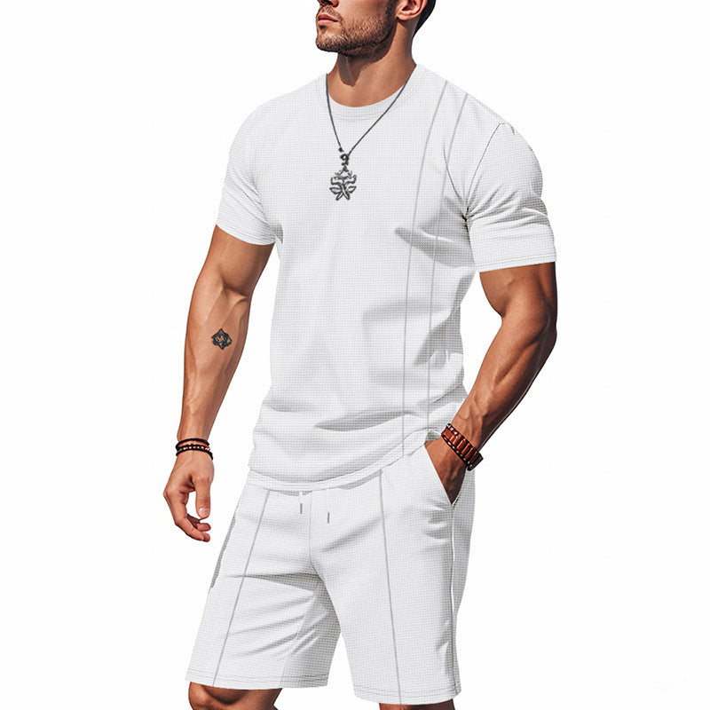Herren-Lounge-Set mit Waffelstruktur – 2025 Frühling/Sommer, lässiges zweiteiliges Outfit | CY20 