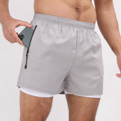 Short d'été 2 en 1 en polyester à séchage rapide pour homme, short de jogging, d'entraînement, de course à pied, de gym | DK-903 