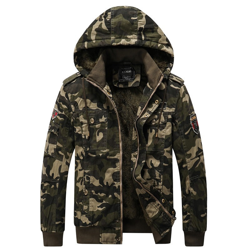 Western Size Down Army Military Camouflage Jersey Thick Winter Warm Puffer Hooded Jacket | K-7711