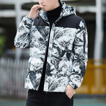 Men's Down Jacket Hooded Camouflage Casual Coat Thickened Winter Parkas Overcoat | 2308