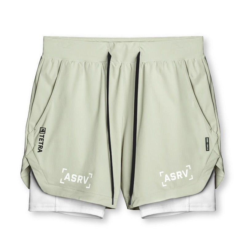 Neue Doppeldecker-Laufshorts Fitness Workout Bermuda Schnelltrocknende Kurze Hosen Unterteile | K-55 