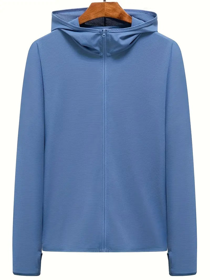 Leichter UV-Sonnenhoodie für Herren – Eisseide, schnelltrocknend und atmungsaktiv für den Sommer – Sportbekleidung zum Angeln, Radfahren und Wandern | 1999