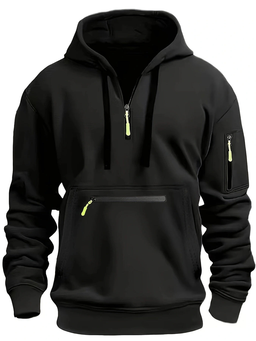 Herren-Kapuzenpullover mit einfarbigem Muster, Reißverschluss, gefütterter Kragen, lockere Passform, lässige Sportbekleidung | TZ-28 