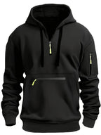 Herren-Kapuzenpullover mit einfarbigem Muster, Reißverschluss, gefütterter Kragen, lockere Passform, lässige Sportbekleidung | TZ-28 