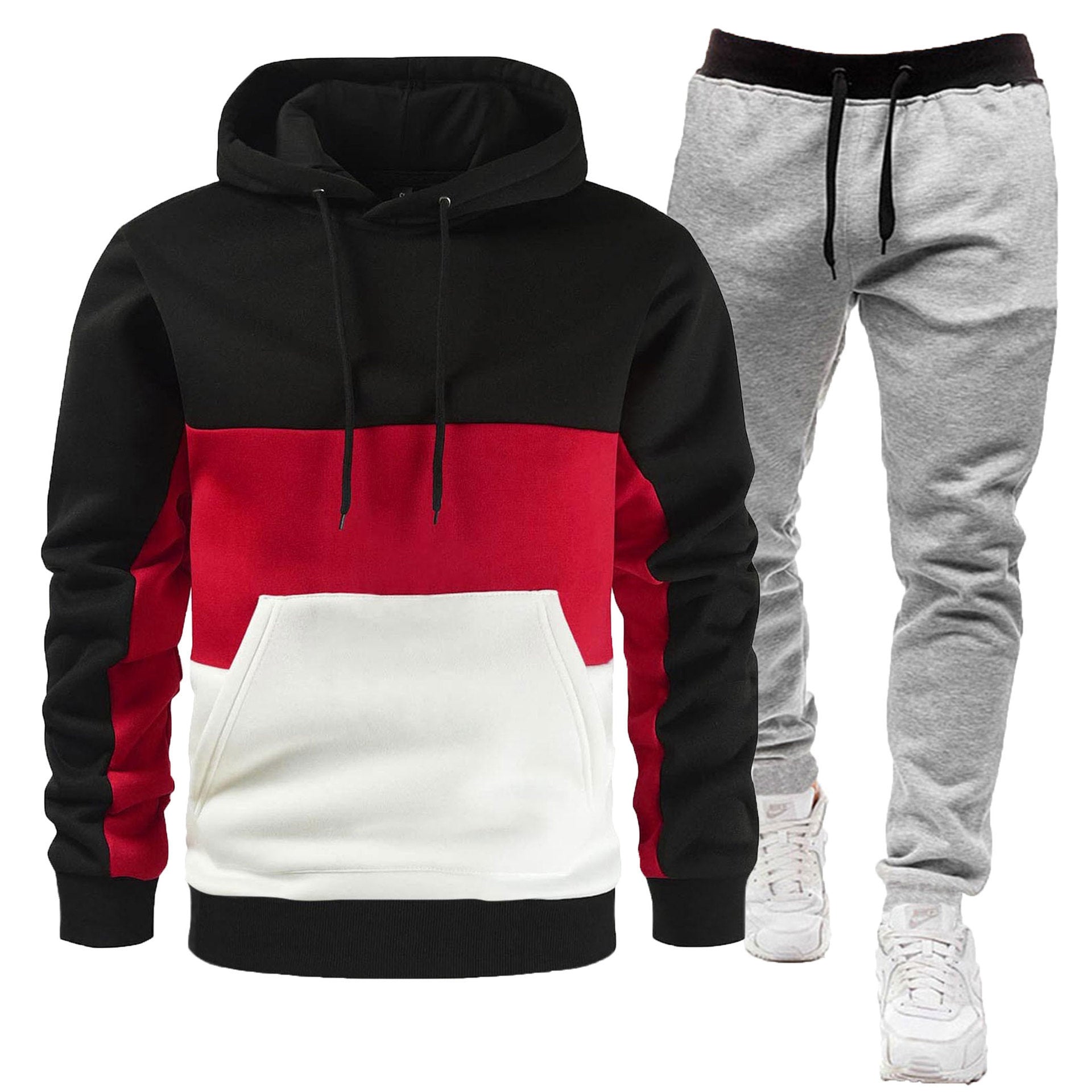 Hochwertiger Herren Freizeitanzug mit Kapuze, warm, vielseitig, 2-teiliger Sportanzug | SY001 