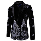 Luxus-Blazer für Herren, Samt, mit Goldfaden bestickt, Hochzeitsanzug, Nachtclub, Party, Kostüm, Mäntel | X1009 