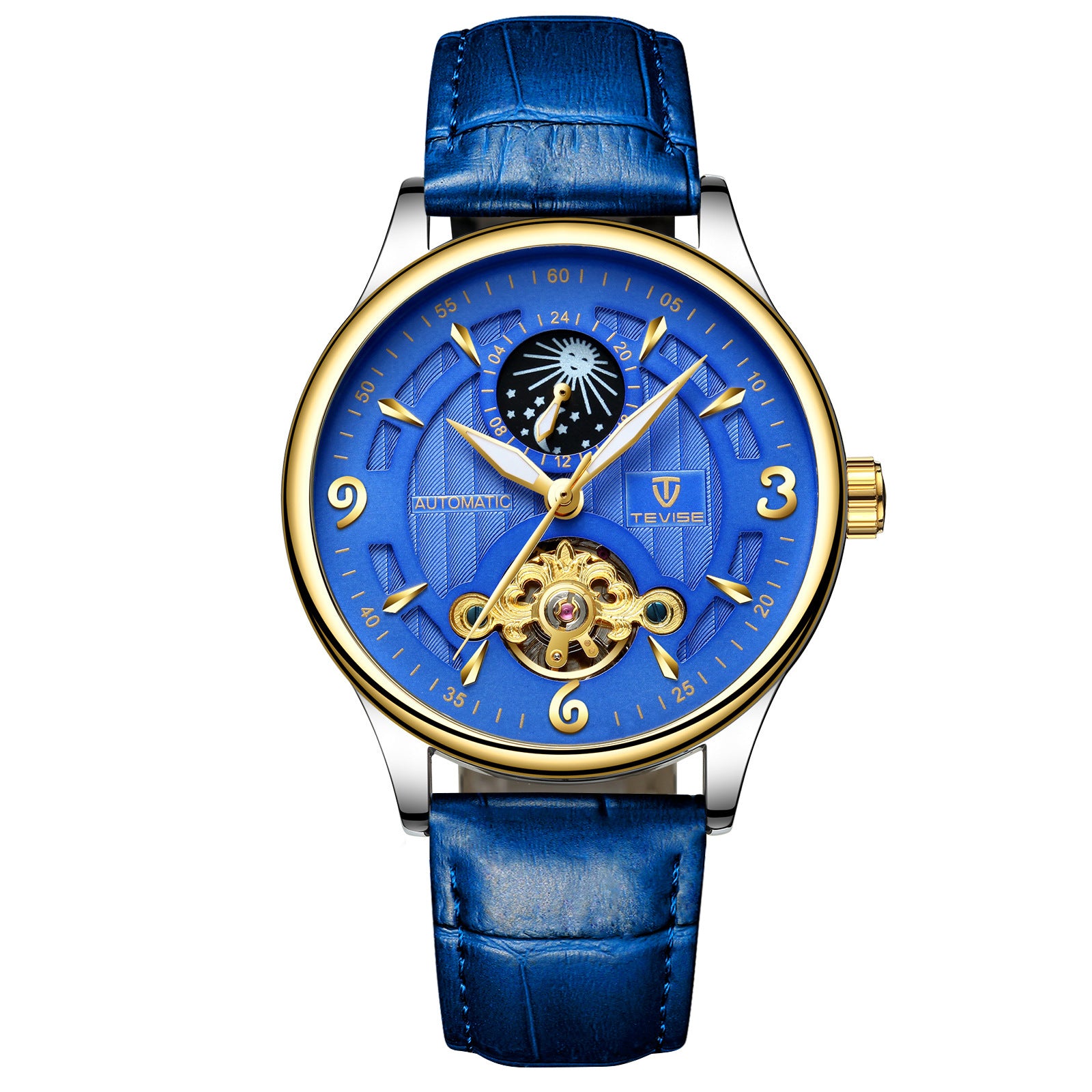Herren-Automatikuhr aus Leder, mechanisch, Tourbillon, wasserdicht, Freizeituhr | T820b 